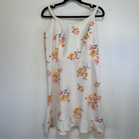Old Navy Dresses & Skirts - Old Navy Linen Blend Cami Dress Floral Ruffle Hem Summer Sundress Boho Size L